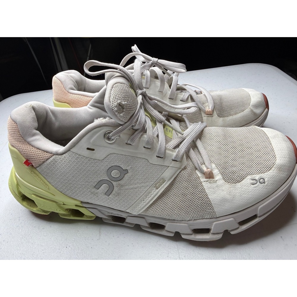 On Cloudflyer Womens Running Shoes White Lime Green‎ Peach Sneakers Low Top - Picture 3 of 16